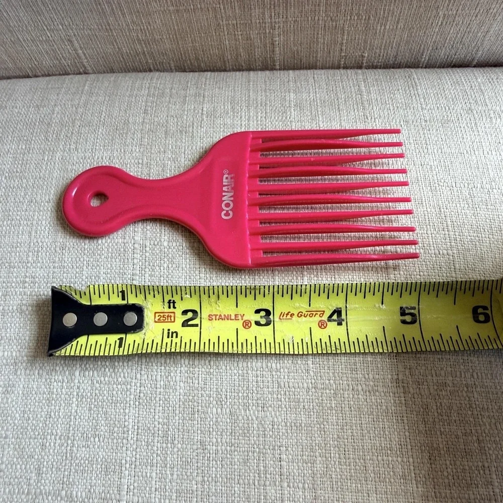 VTG Conair Pink Plastic Hair Pick Comb 5 In Wide Tooth Curly Hair Styling Tool